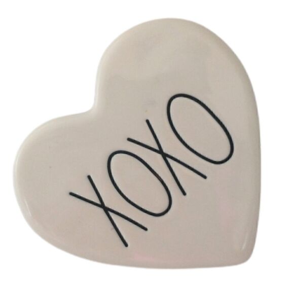 RAE DUNN Heart Coaster Single One Ceramic Pottery XOXO Black LETTERS Kiss Hug - Picture 7 of 13